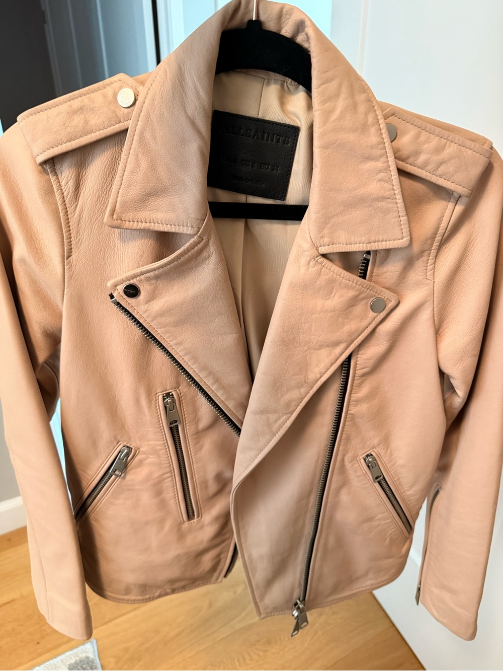AllSaints Elva Leather Jacket - Blush Pink